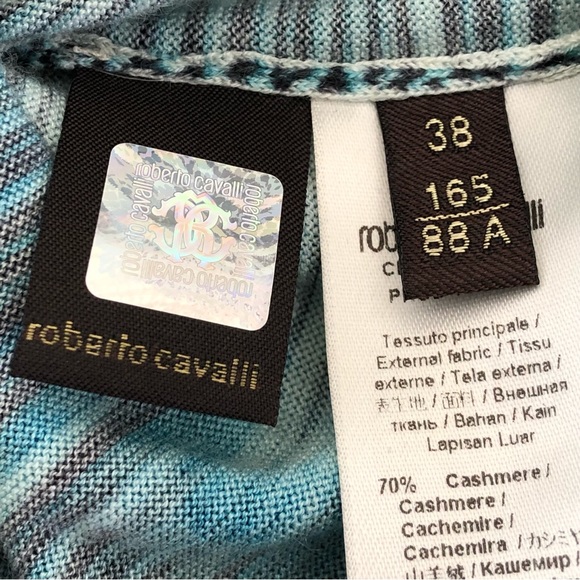 ⭐️ROBERTO CAVALLI⭐️Animal Snake Print Cashmere Silk Sweater Designer Blouse XS - Picture 14 of 15